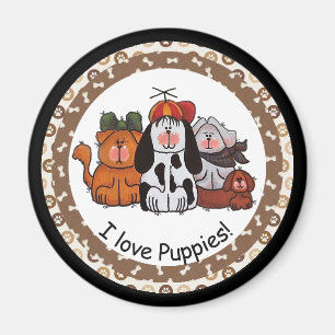 I Love Puppies Magnet