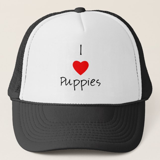 I Love Puppies Trucker Hat (Front)
