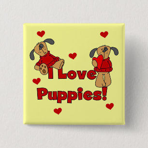 I Love Puppies Tshirts and Gifts 15 Cm Square Badge