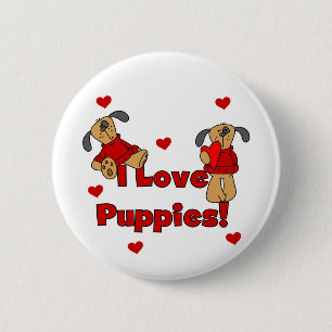 I Love Puppies Tshirts and Gifts 6 Cm Round Badge