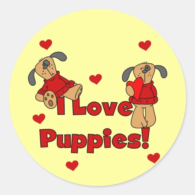 I Love Puppies Tshirts and Gifts Classic Round Sticker (Front)