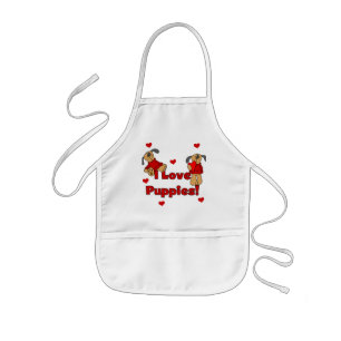 I Love Puppies Tshirts and Gifts Kids Apron