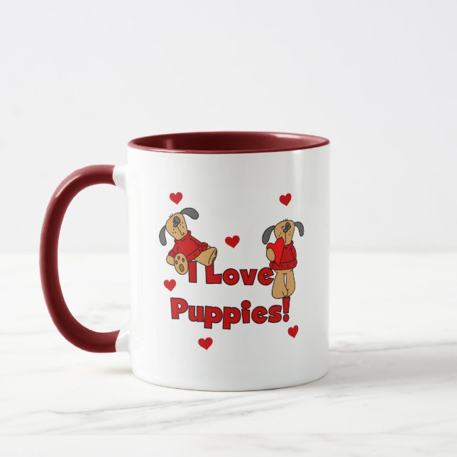 I Love Puppies Tshirts and Gifts Mug (Left)