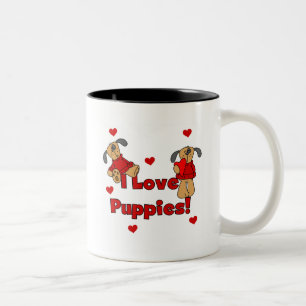 I Love Puppies Tshirts and Gifts Two-Tone Coffee Mug