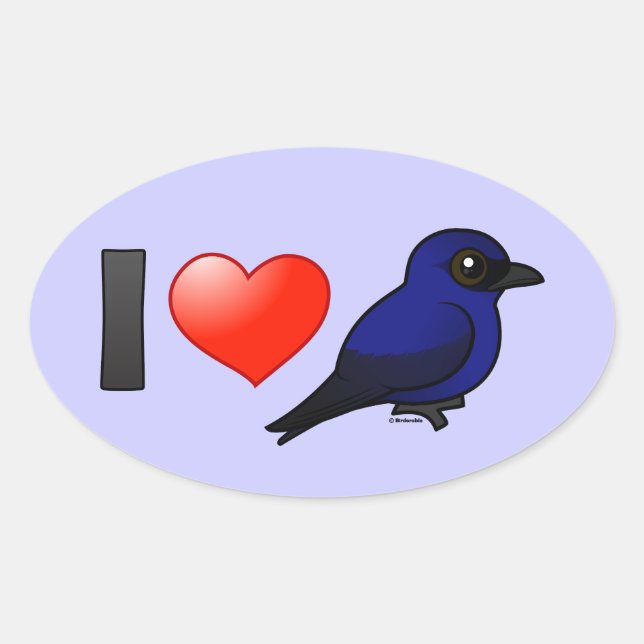 I Love Purple Martins Oval Sticker (Front)