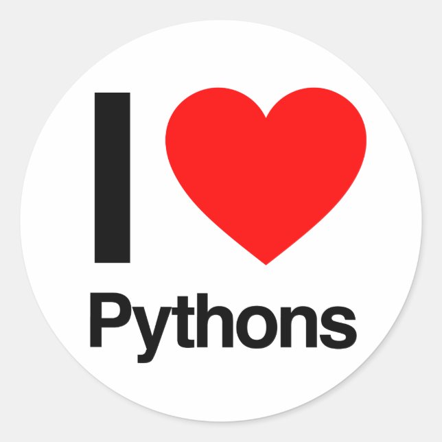 i love pythons classic round sticker (Front)