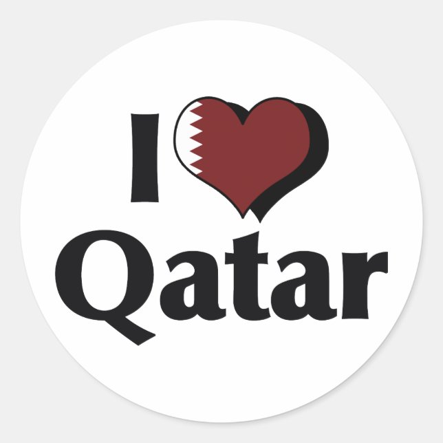I Love Qatar Flag Classic Round Sticker (Front)
