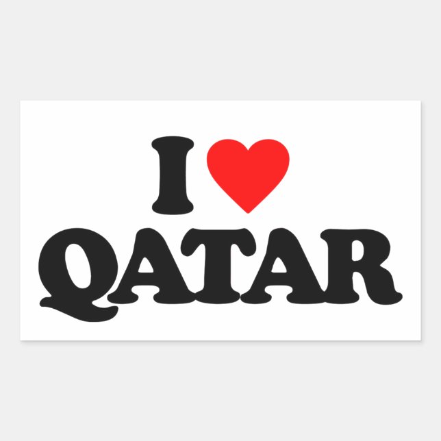 I LOVE QATAR RECTANGULAR STICKER (Front)