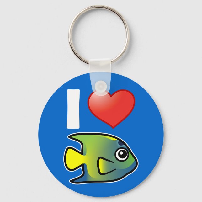 I Love Queen Angelfish Key Ring (Front)