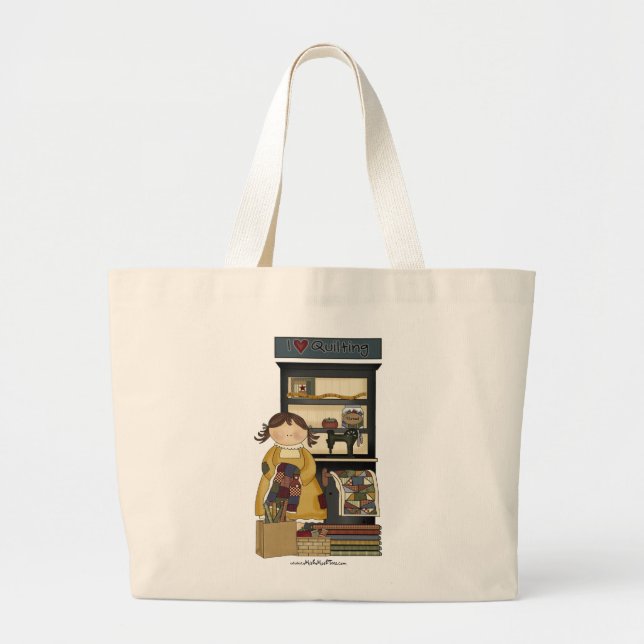 I Love Quilting Large Tote Bag (Front)