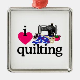 I Love Quilting Metal Ornament