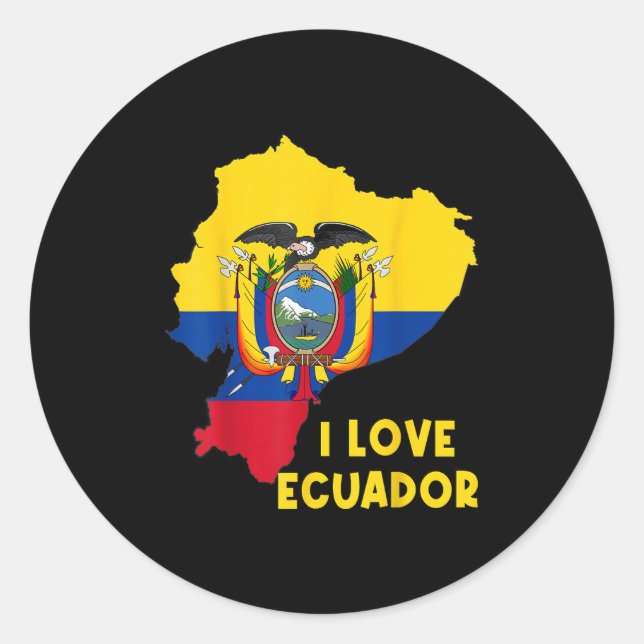 I Love Quito Hello Ecuador Map Flag Proud Ecuadori Classic Round Sticker (Front)