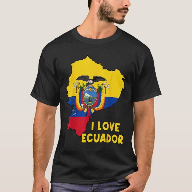 I Love Quito Hello Ecuador Map Flag Proud Ecuadori T-Shirt (Front)