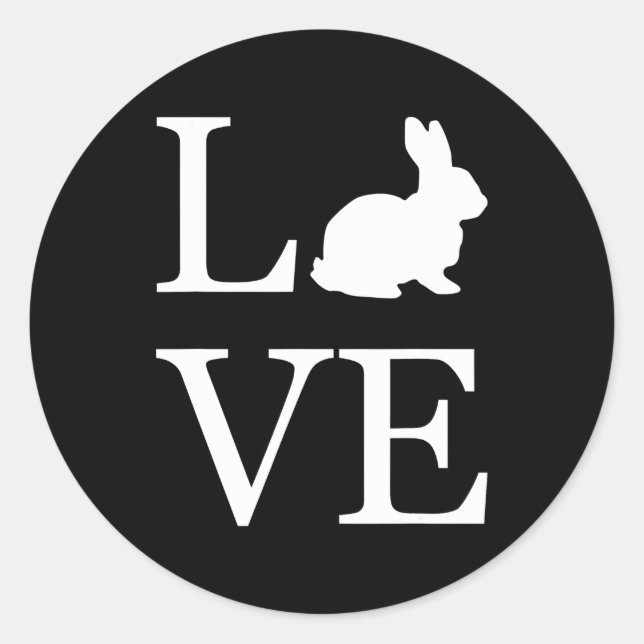 I Love Rabbit Spell Out Silhouette Bunny Classic Round Sticker (Front)