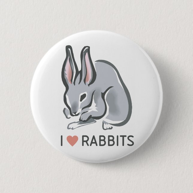 I Love Rabbits 6 Cm Round Badge (Front)