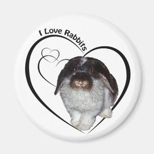 I Love Rabbits Badge Magnet