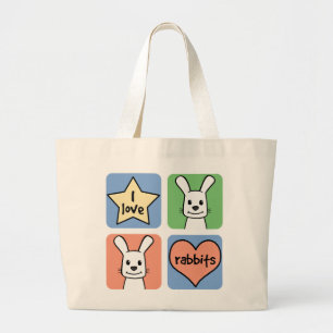 I Love Rabbits Large Tote Bag