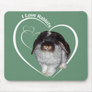 I Love Rabbits Mousemat (Green)