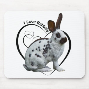 I Love Rabbits Mousemat (White)