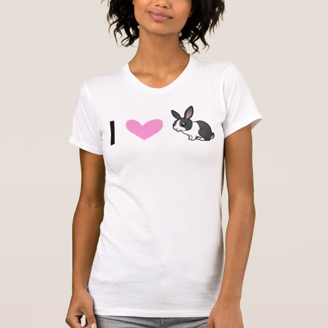 I Love Rabbits (uppy ear smooth hair) T-Shirt (Front)