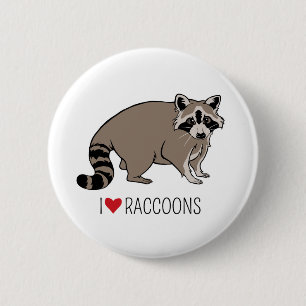 I Love Raccoons - Cartoon Racoon 6 Cm Round Badge