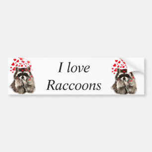 I love Raccoons Funny Racoon Blowing Kisses Love Bumper Sticker