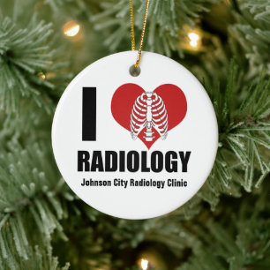 I Love Radiology Custom Radiologist Christmas Ceramic Ornament
