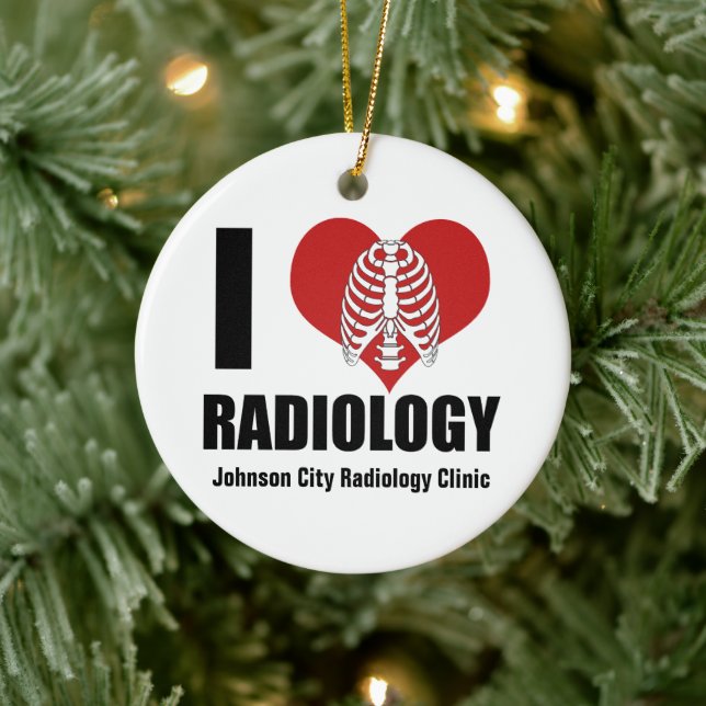 I Love Radiology Custom Radiologist Christmas Ceramic Ornament (Tree)