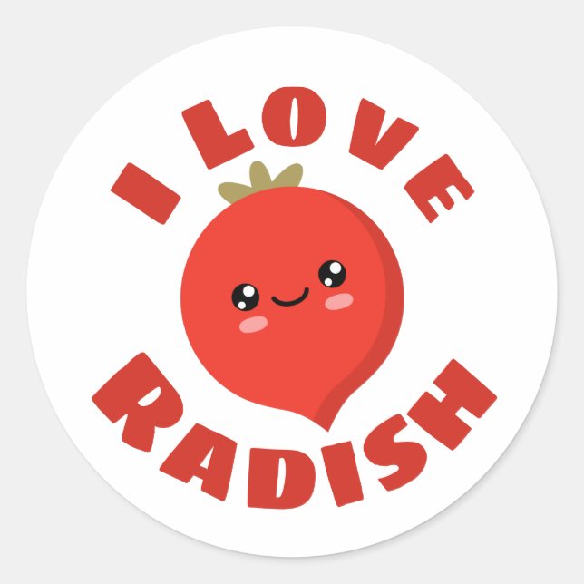 I love Radish Classic Round Sticker (Front)
