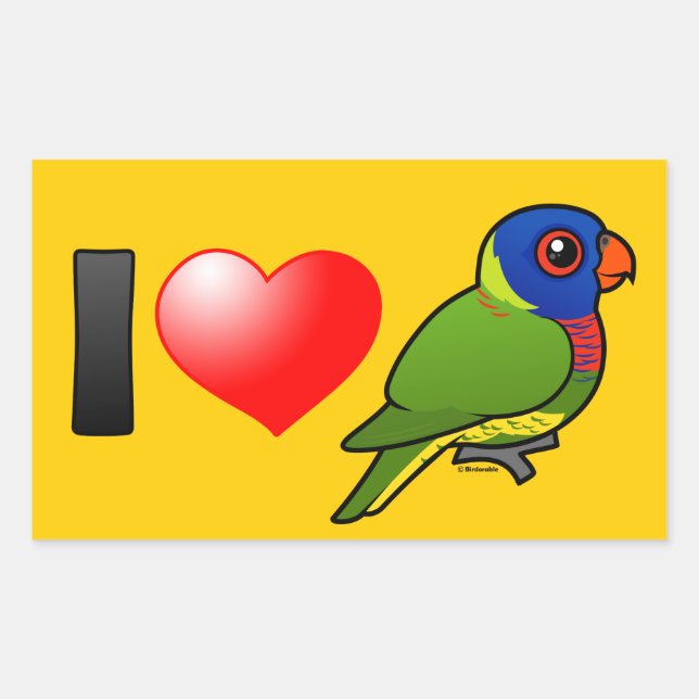 I Love Rainbow Lorikeets Rectangular Sticker (Front)