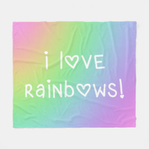 I Love Rainbows Fleece Blanket