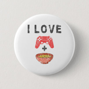 I Love Ramen And Gaming Funny Retro Noodles Gamer 6 Cm Round Badge