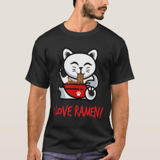 I Love Ramen Noodle Cat Women Teen Girls Boys Adul T-Shirt