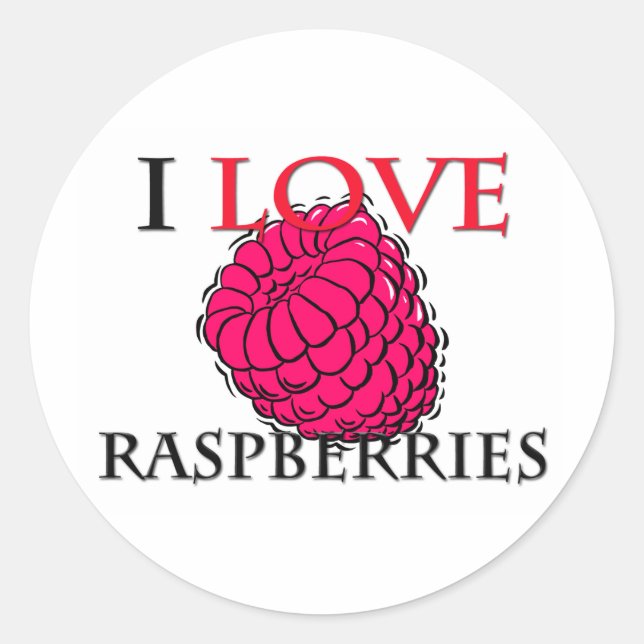 I Love Raspberries Classic Round Sticker (Front)