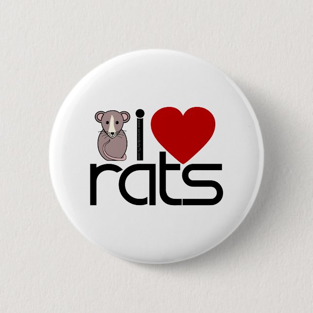 I Love Rats 6 Cm Round Badge (Front)