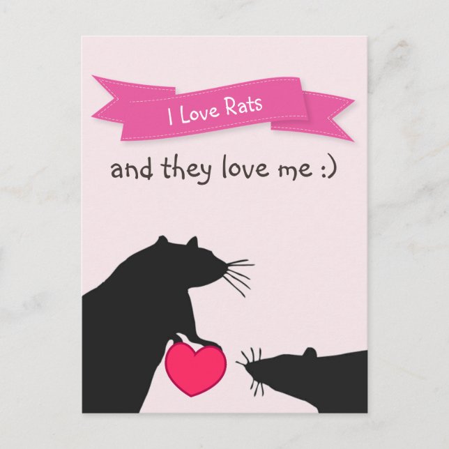 I Love Rats and They Love Me Postcard (Front)