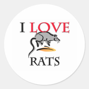 I Love Rats Classic Round Sticker
