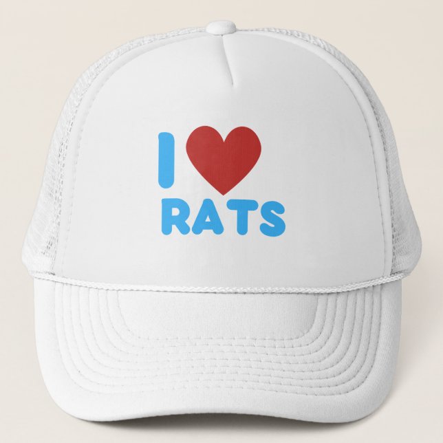I Love Rats, Rat Lover Trucker Hat (Front)
