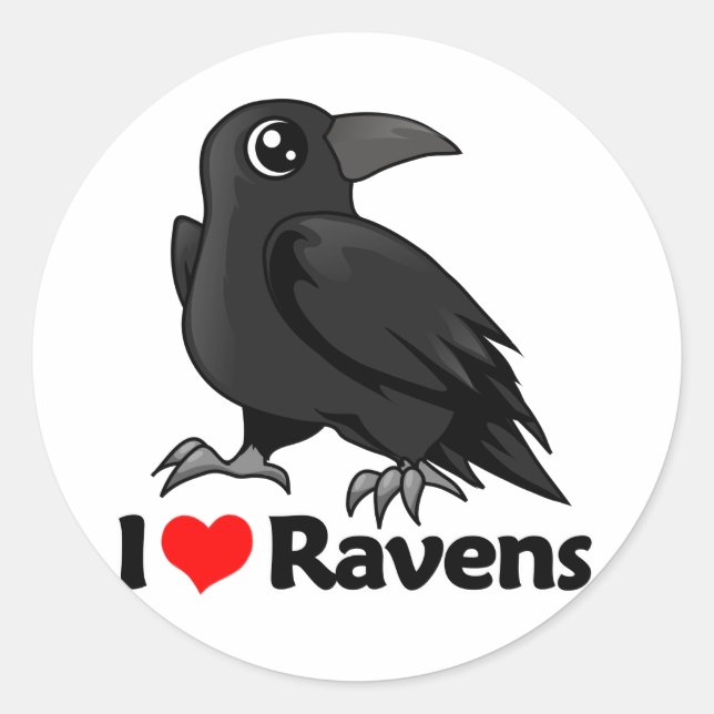 I Love Ravens Classic Round Sticker (Front)