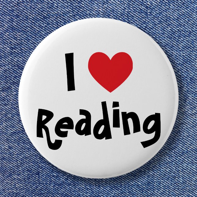 I Love Reading 6 Cm Round Badge (I Love Reading Button)