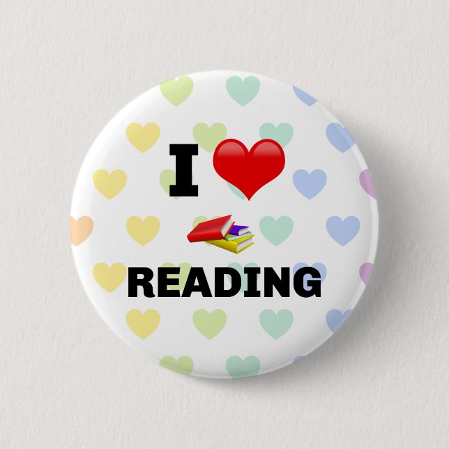 I Love Reading, colourful design   6 Cm Round Badge (Front)
