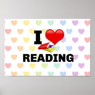 I Love Reading, colourful design Poster