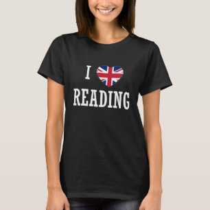 I Love Reading England Union Jack Flag Heart Engli T-Shirt
