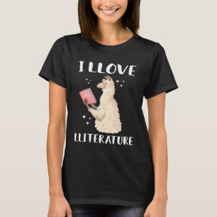 I Love Reading Punny Cute Llama With A Book T-Shirt