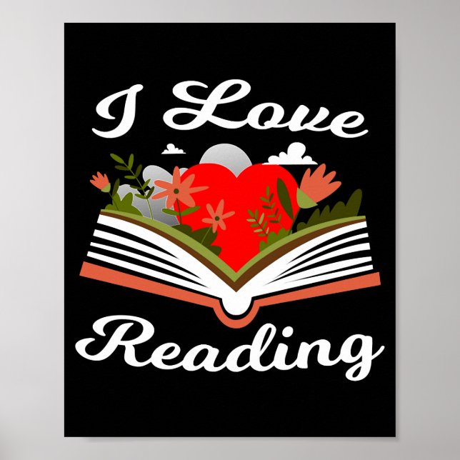 I love reading Shirt Heart Reading clubs Bookworm Poster (Front)