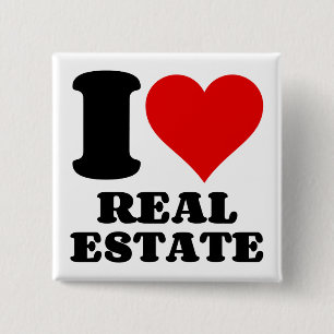I LOVE REAL ESTATE 15 CM SQUARE BADGE