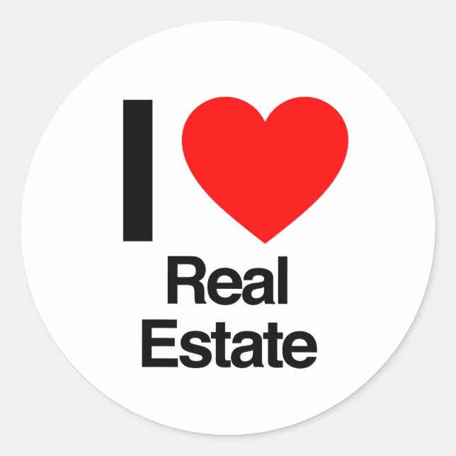 i love real estate classic round sticker (Front)