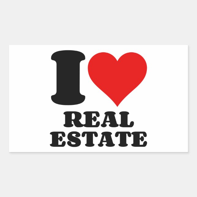 I LOVE REAL ESTATE RECTANGULAR STICKER (Front)