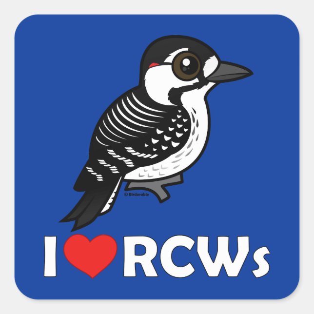 I Love Red-cockaded Woodpeckers Square Sticker (Front)