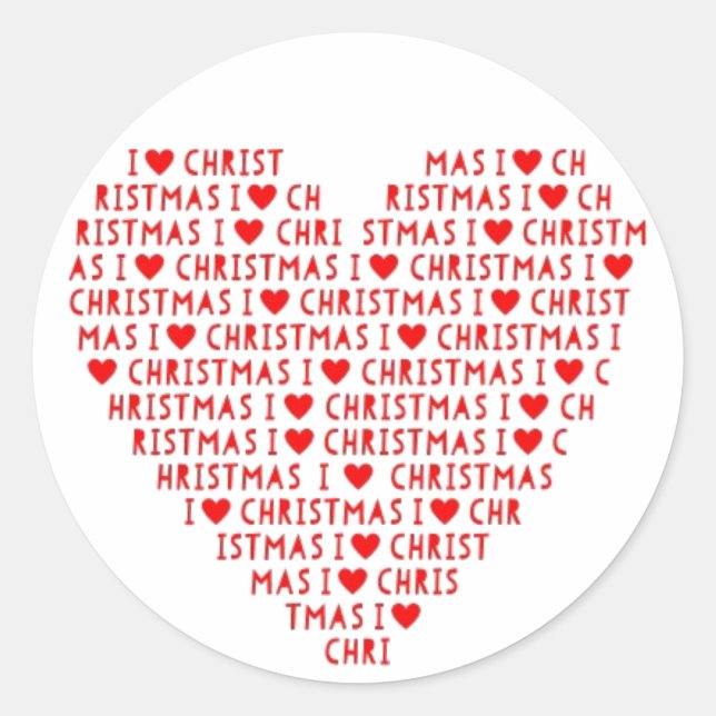 I Love Red Heart Christ Christmas Postage Stickers (Front)
